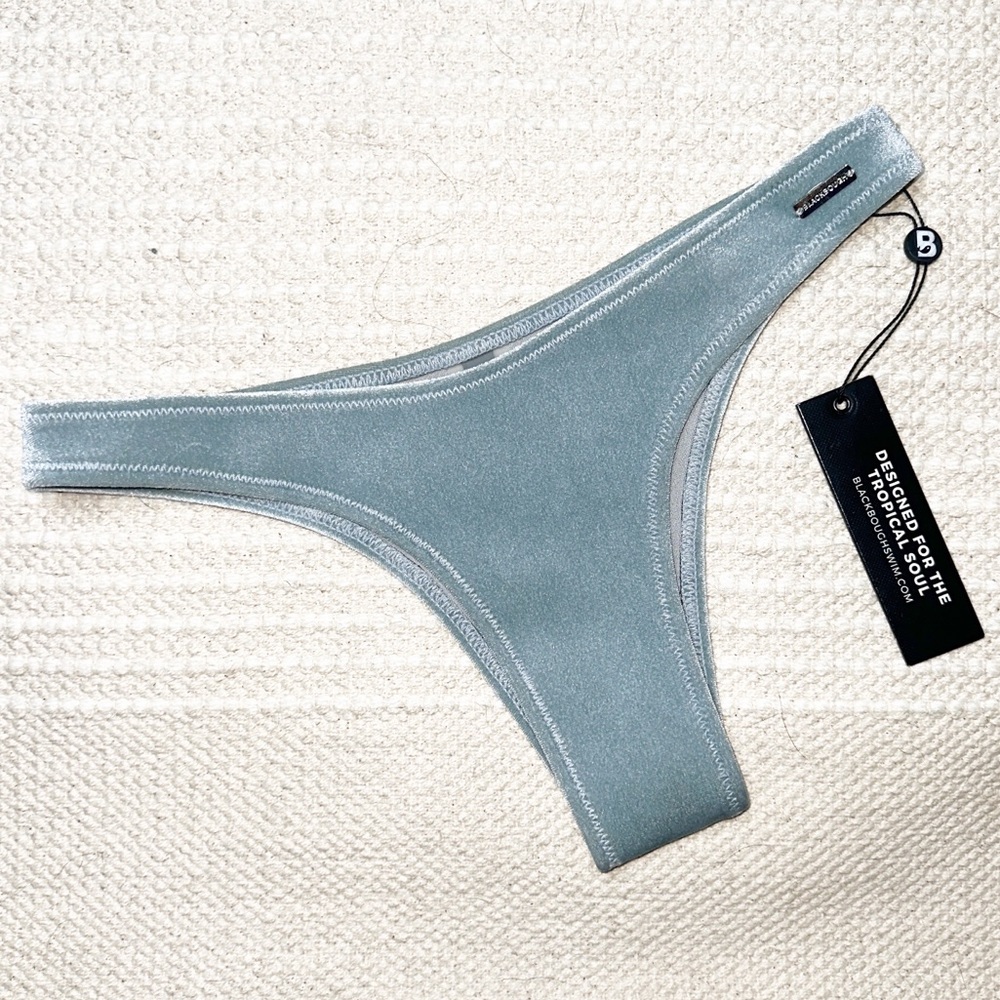 BLACK BOUGH cool gray crushed velvet cheeky bikini bottoms S NEW